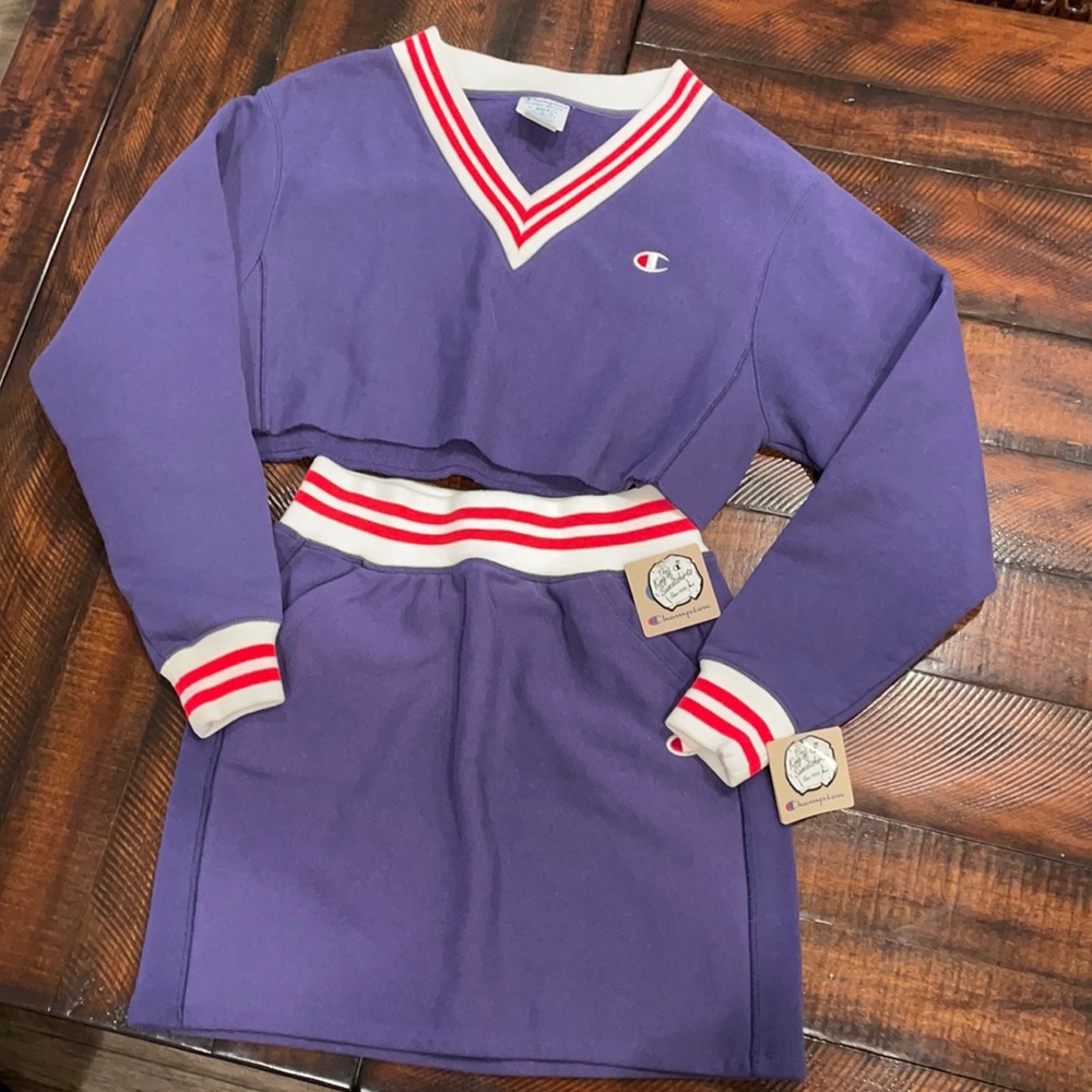 Brand New Blue Champion Sweat Suit Set Top XS Bottom Medium